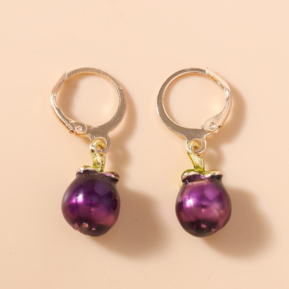 Cute Simulation Fruits Earrings for Women Grape Strawberry Apple Drop Earrings Girls Jewelry Gift