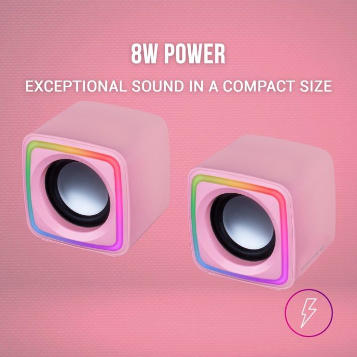 Haut-parleurs de PC - Mars Gaming - MSCUBE - 8W - Rose - Rétro-éclairé