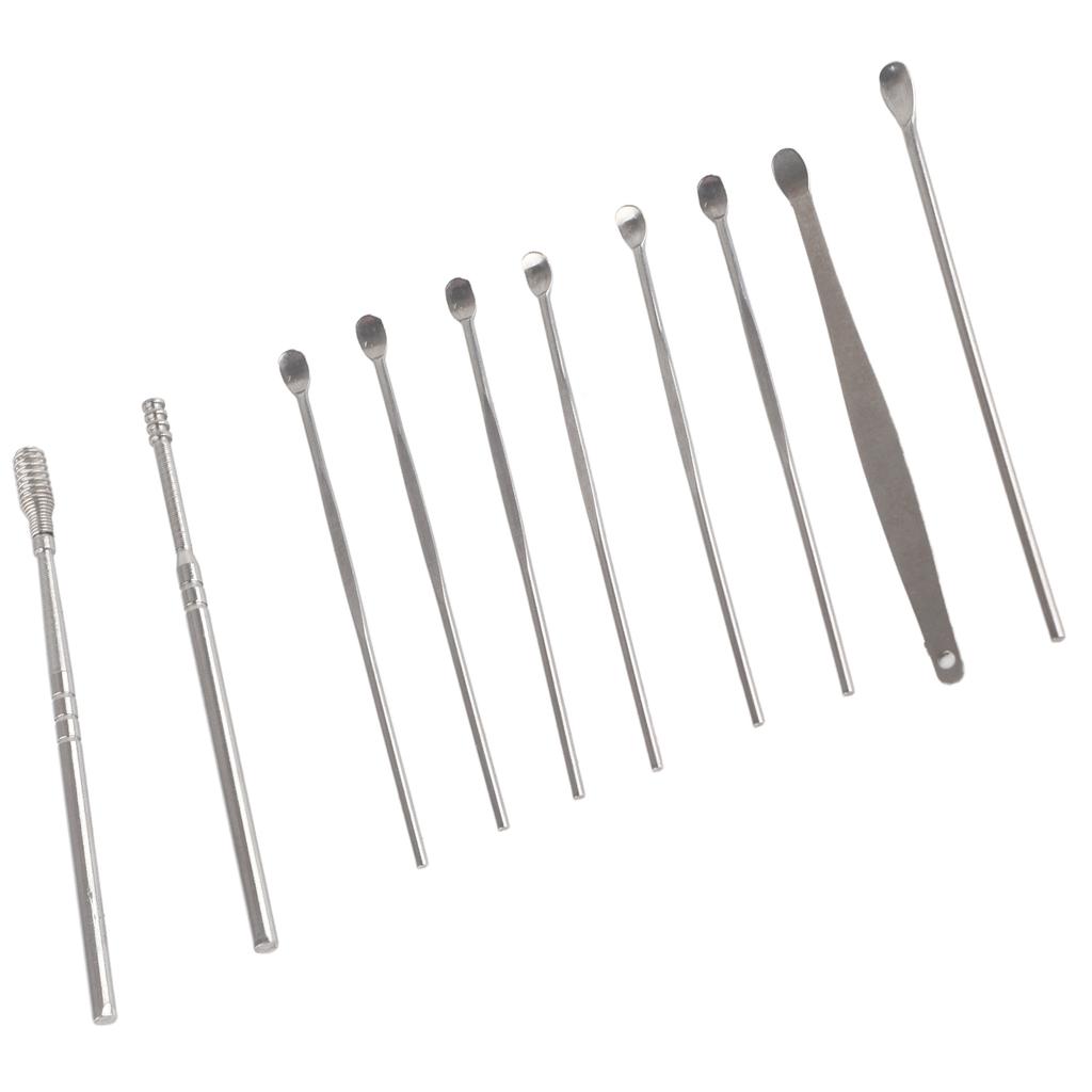 Stainless Steel Spiral Ear Wax Cleaner Set Portable Ear Pick Spoon Earwax Removal Tool KitSilver