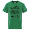 Cotton T Shirt Printed Cat Playing Staves Funny T-shirts for Men Summer Short Sleeve Top Tee Shirts Casual Basic Mens T-shirt