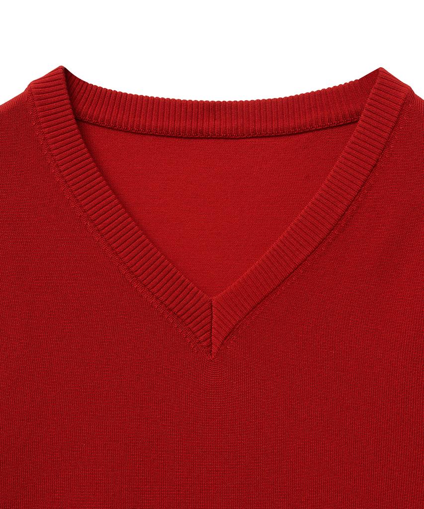 NOIRER Silky V-Neck Knit (Red)
