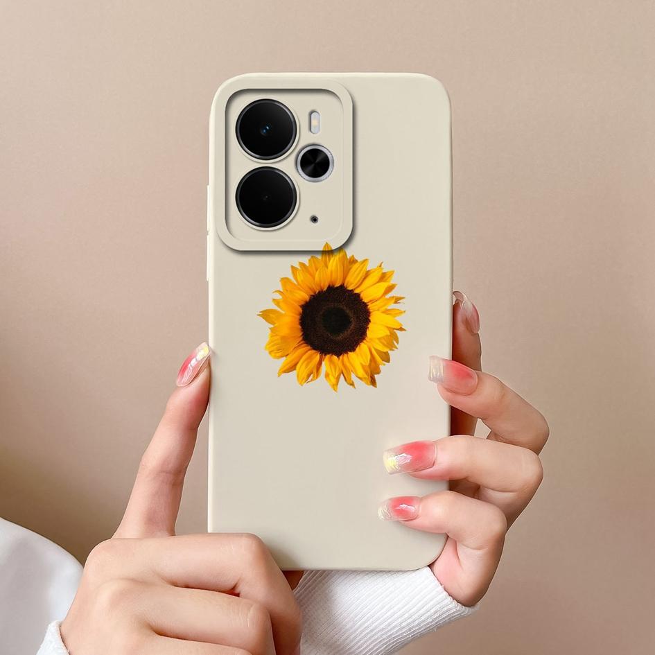 Für Oppo A5 Pro Realme P3 Narzo 60 30 10 C75x 14X 14 14T Schöne Sonnenblumen Gänseblümchen Handyhüllen Quadratisches Flüssigsilikon Stoßfestes Gehäuse Für Oppo Capa