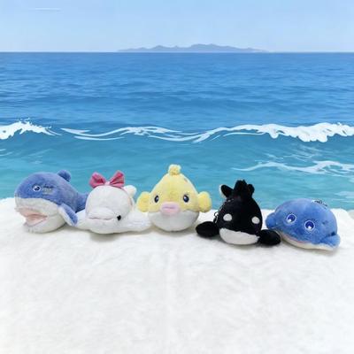 Cute Sea Animal Plush Keychain: Shark, Pufferfish, Dolphin, Whale