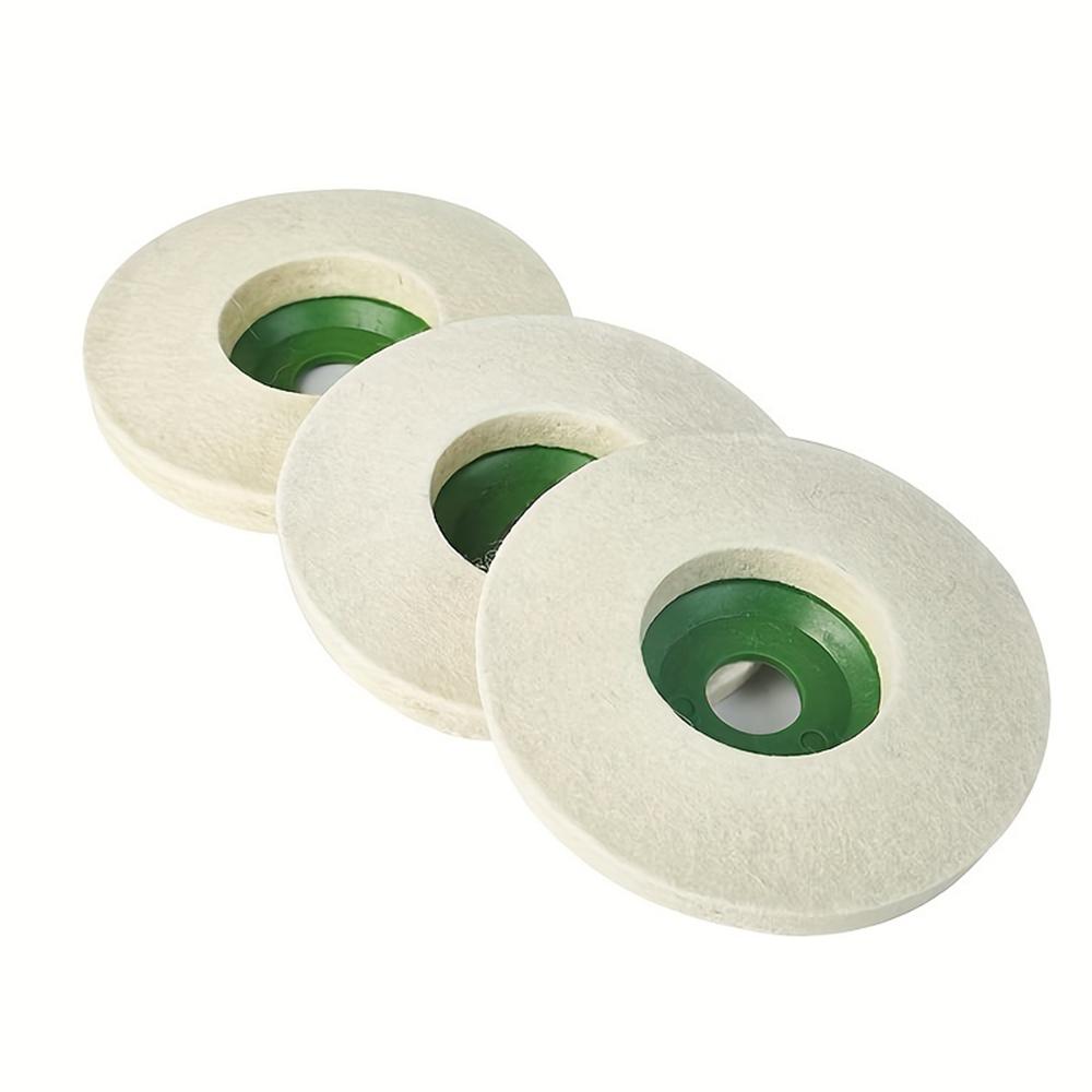 10Packs 4"x5/8" Coarse Wool Felt Polishing Wheel Disc Pads Kit for Angle Grinder for Metal, Marble, Furniture, Car Wax, Granite