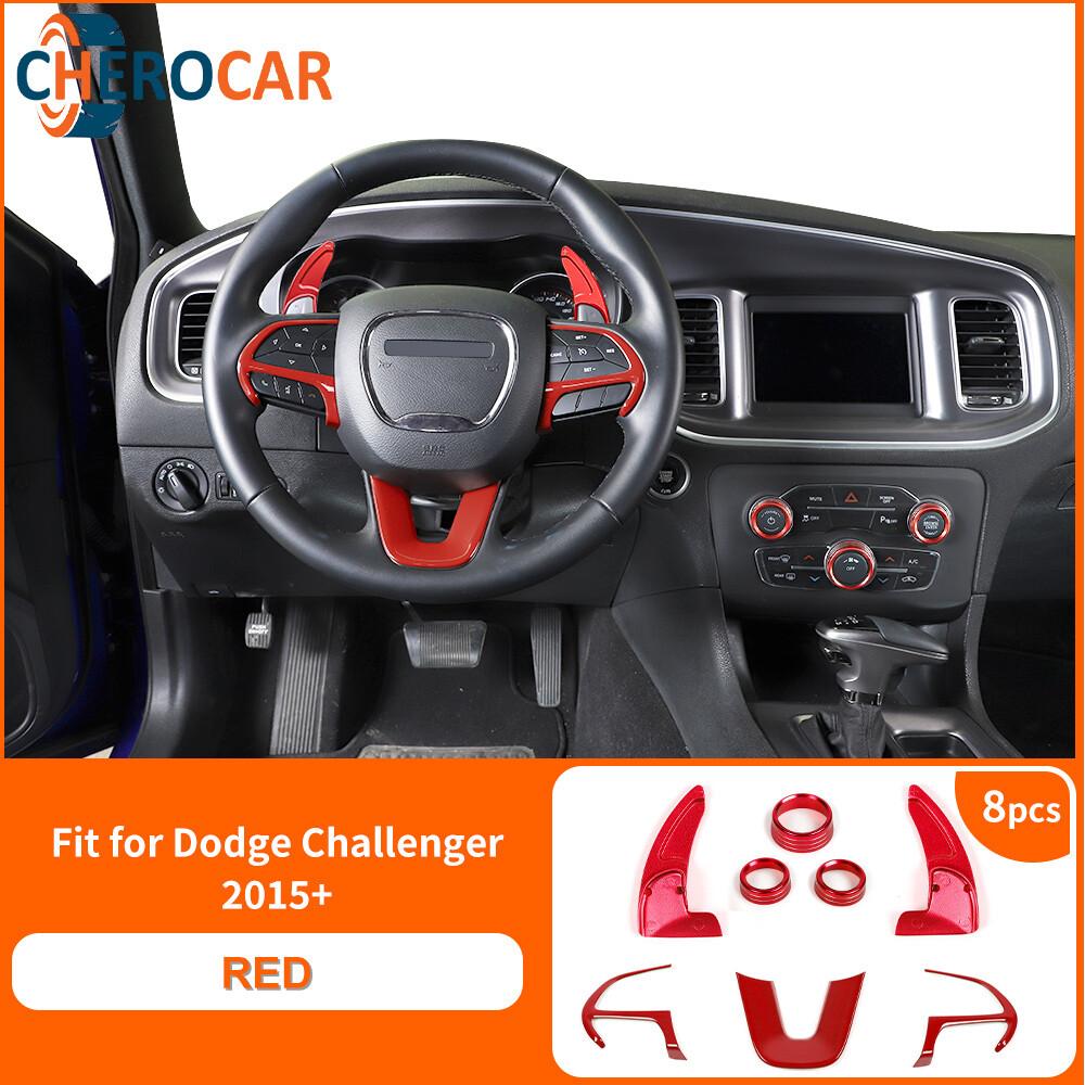 8X Steering Wheel Paddle Shifters AC/Audio Red Cover For Dodge Chgr/Chall 2015+