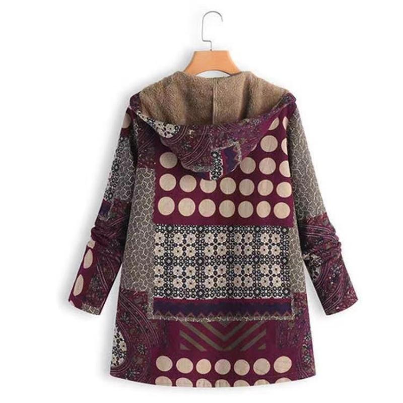 Jacket Series Casual Printed  Printed Plush Hooded Zipper Women's Fashion Style