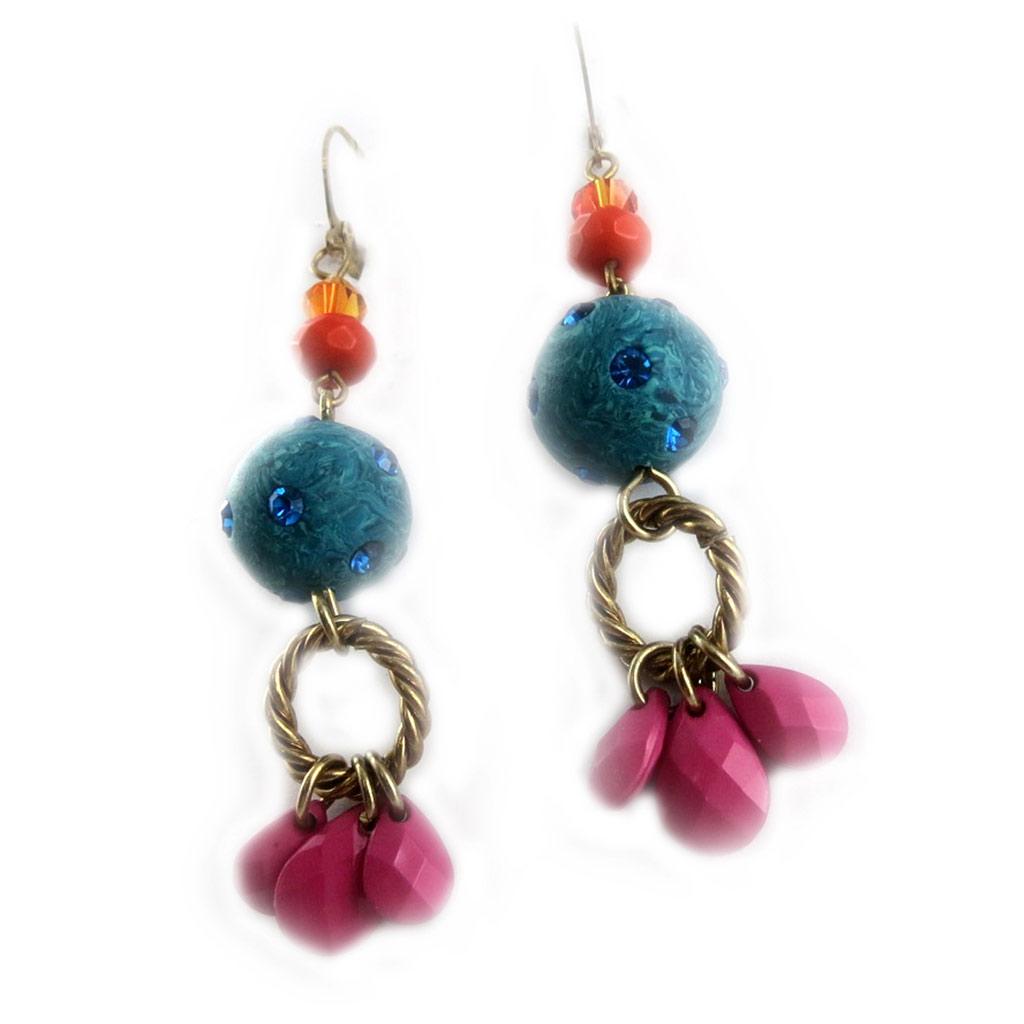 Les Trésors De Lily [D1798] - Multicolored 'Mistinguette' Handcrafted Earrings - 65 Mm