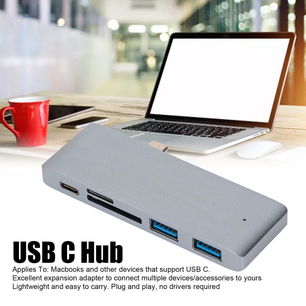 Přenosný USB C Hub 5 v 1 PD Rychlý Multi Port Rozšíření USB C Adaptér pro MacBooks pro Tablet