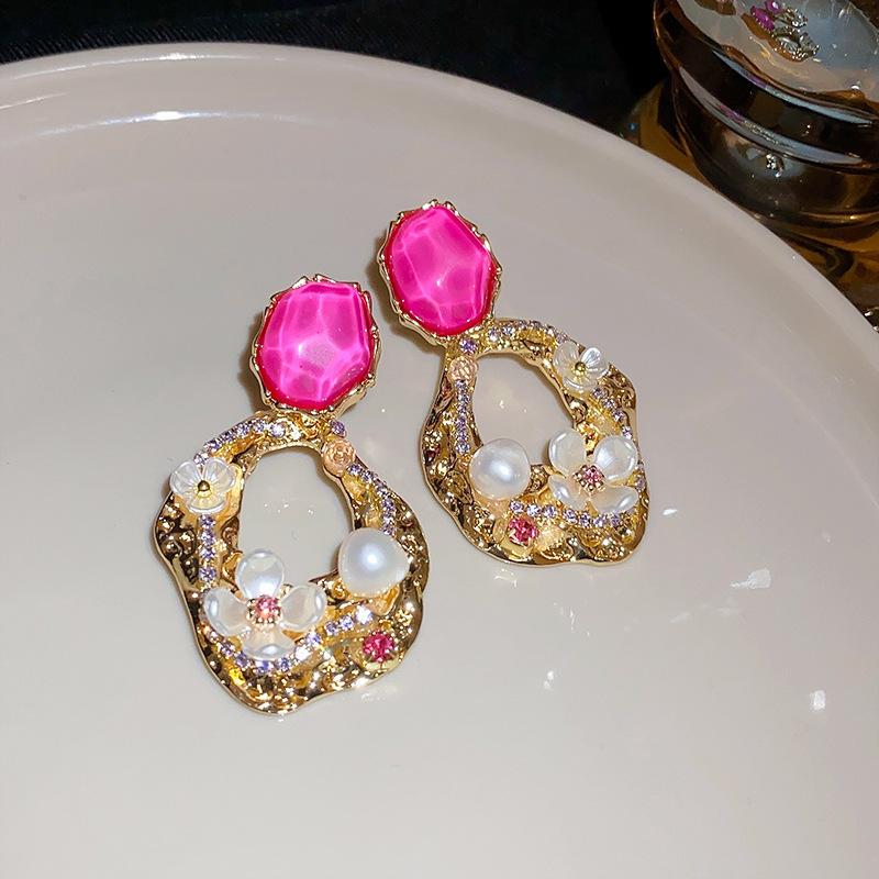 GemChic Women's Earrings Square Embed Zircon Flower Hollow Ear Stud Needle Earrings Exquisite Drop Earrings Birthday Christmas Jewelry Gift