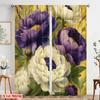 2pcs,2D Plane Printing Minimalist Curtains Vibrant Floral Blooms Polyester Easy Install (without Rod) Festive Use for Bedroom,