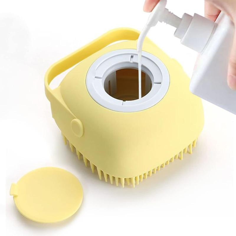 Non-toxic Pet Bath Brush with Massage Bristles, Detachable Design, Built-in Storage, Suitable for Cats and Dogs