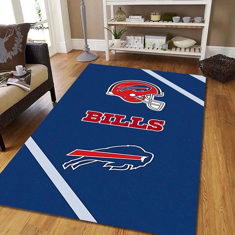 Buffalo Bills Helmet Style Crystal Velvet Rug, Soft Anti‑Slip Crystal Velvet Carpet for Living Room Bedroom Home Decor