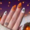 Hot-selling Manicure Halloween Cute Orange Pumpkin White Ghost Long Almond Wearing Nail Piece