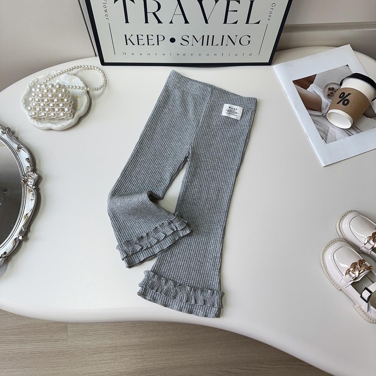 

Повсякденні в язані штани-кльош для дівчат з мереживною обробкою 90