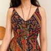 Round Sweater Chain Wooden Necklace Female Jewelry Vintage Leather Lanyard