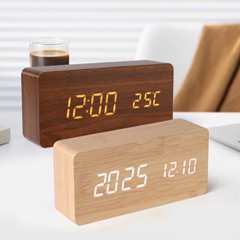 Led Student Alarm Clock Simple Wall Clock Temperature Display Table Clock Desktop Home Decor Garden