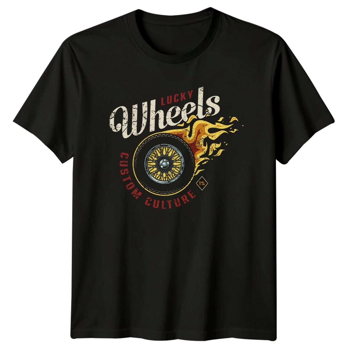 Lucky Wheels Кастомные Мотоциклы Мужская Футболка Женский Топ с Графикой Унисекс 2XL