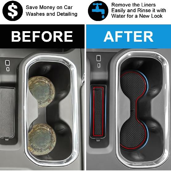 7Pcs Center Console Liners For  2024 2025 2026 Chevy Silverado/GMC Sierra 1500 &  Refreshed 1500 Models, Premium  Non-Slip Cup Holder Mats, Full