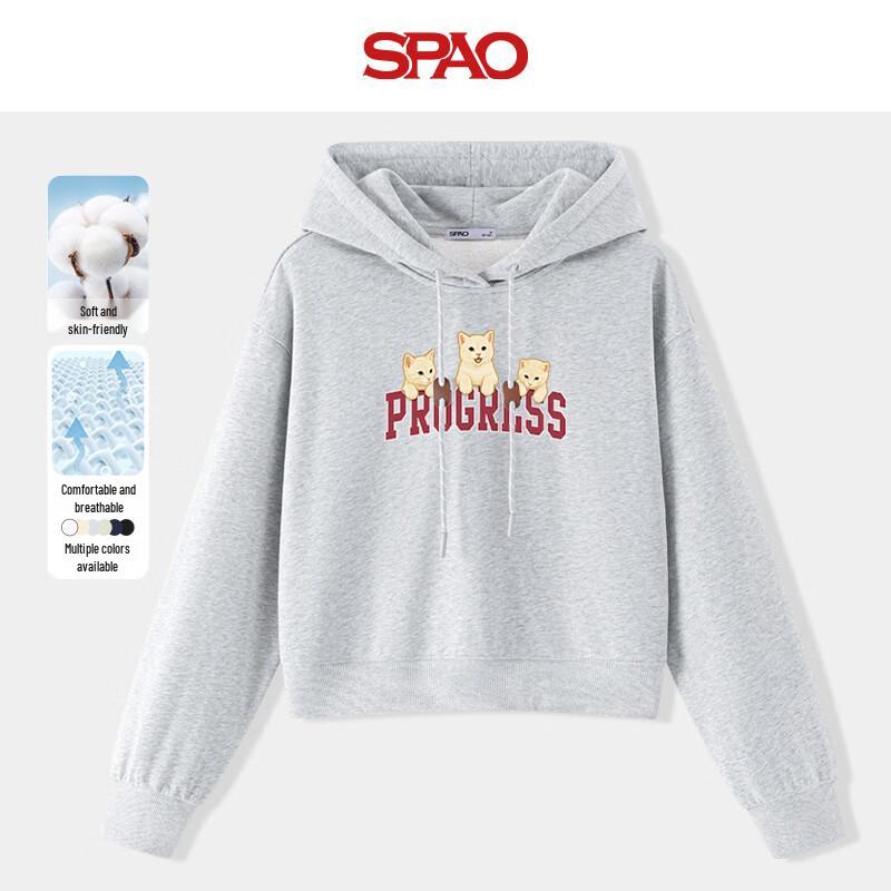 

SPAO Women s Vintage Cat Print Cropped Hoodie XL