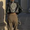 Veste Courte Y2K en Simili Cuir Femme Vintage Col Reversé Mode Bouton Manteau Femme Grunge Street Élégant Décontracté Manteaux 2026