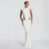 Women's new hollow pleated neck dress women's high-end sense halter waist sexy European and American style hip long