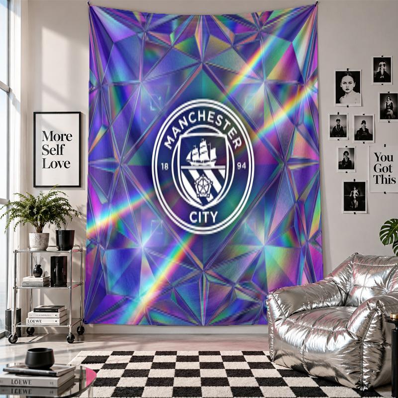 Arazzo da parete Manchester City Decorazione per la casa Tessuto da appendere a parete per camera da letto Soggiorno Sfondo