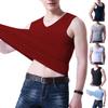 M-Garderobe, Übergröße, für Herren, sportlich, einfarbig, ärmellos, V-Ausschnitt, schmal, nahtlos, Tanktop
