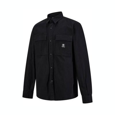 Polo Collar Casual Multi-Pocket Solid Color Single-Breasted Long Sleeve Shirt Unisex Shirts Black A683K