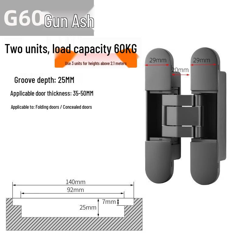 Adjustable 180° Concealed Door Hinges for Inward/Outward Opening Wooden Doors