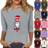 3/4 Sleeve Tops For Women T-Shirt Casual  Print Tops T Shirt Round Neck Pullover Blouse