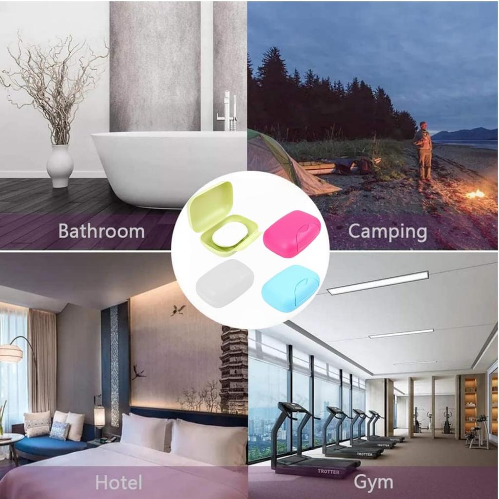Portable Soap Box with Sponge Drainage (Suitable for Home, Bathroom, and Hiking) in Various Colors 4PCS