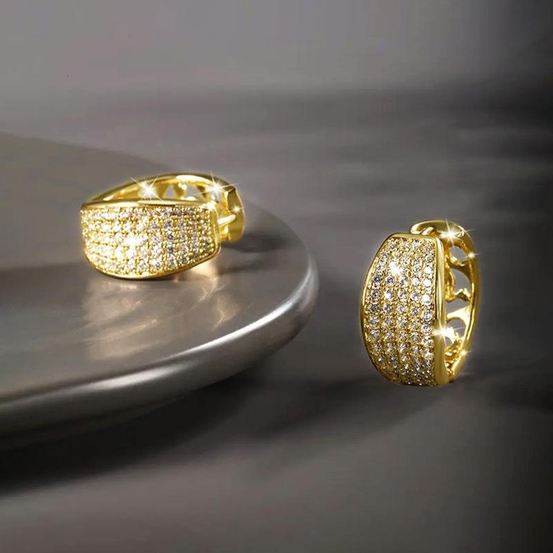 Temperament earrings women, shiny inlaid zircon jewelry, light luxury high-end exotic