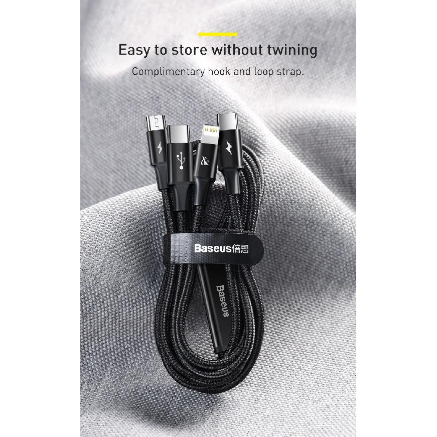 Baseus PD 20W USB Type C Cable for iPhone 12 Pro Max 3 In 1 USBC Fast Charging Charger Cable For Xiaomi Samsung Micro Data Cord