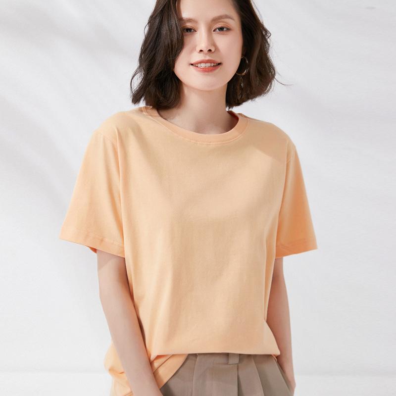 % Pure cotton breathable summer women's clothing new loose round neck short men's and women's same couple short-sleeved T-shirt