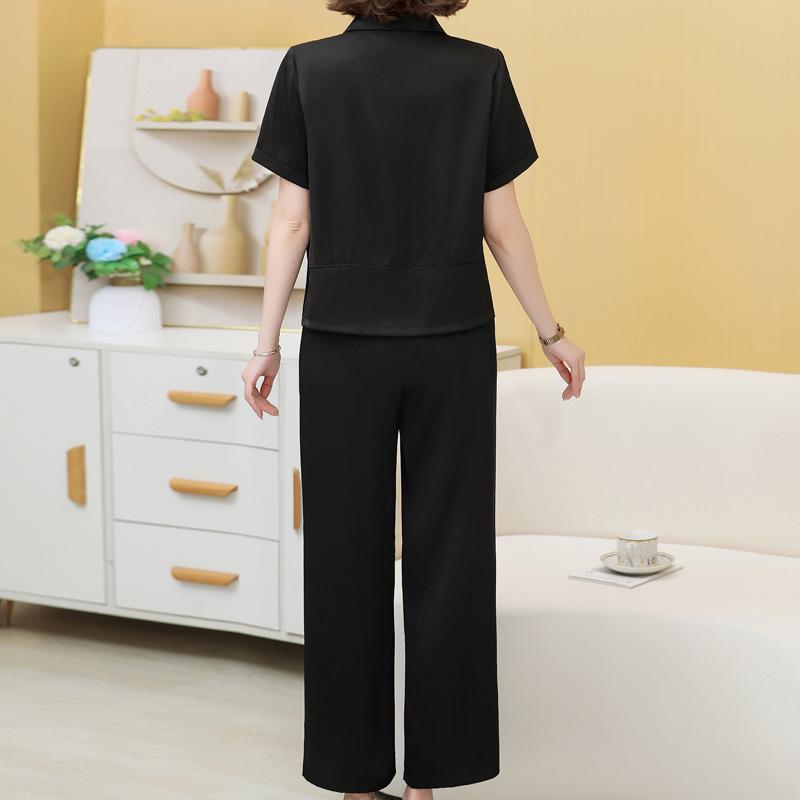 Women's Plus Size 2-Piece Set, Short Sleeve Button Top & Wide Leg Pants (XL-5XL)