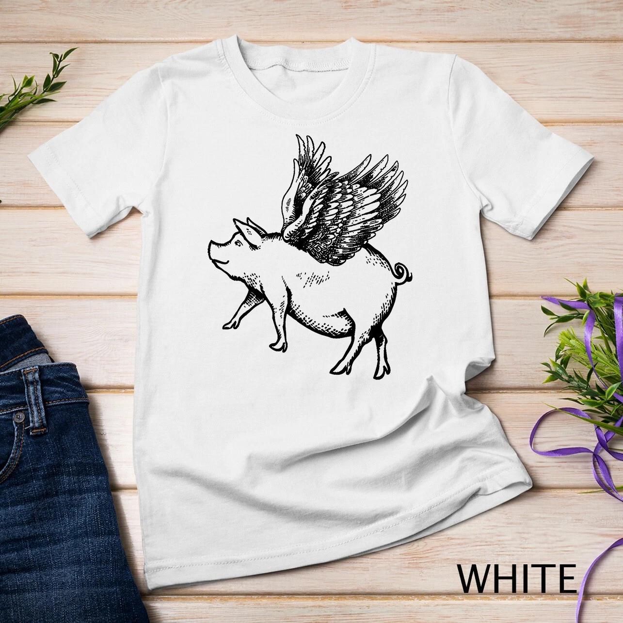 Смешная летающая свинья Подарок на день рождения Для любителей свиней Унисекс футболка S