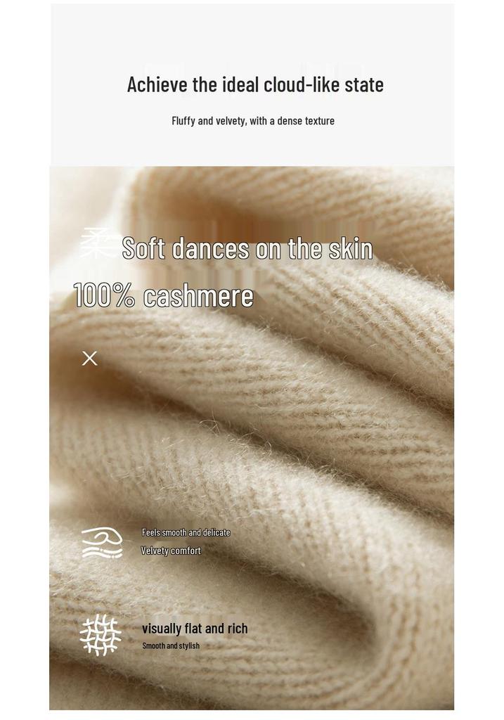Maglione da Donna in Puro Cashmere Girocollo a Maglia Larga: Manica Lunga, Colore Unito, Strato Base Caldo.