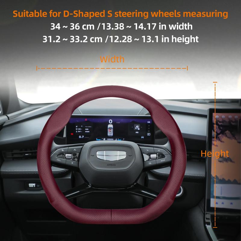 

Suitable for Geely Ultra-Thin Breathable Leather Steering Wheel Cover Suitable for Coolray Gx3 Pro Atlas Emgrand 2023 Ec7 Manjaro Okavango