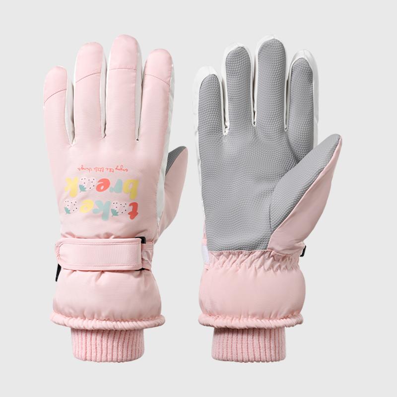Fashion Women Winter Touchscreen Waterproof PU Palm Non-Slip Outdoor Snow Sports Ski Gloves