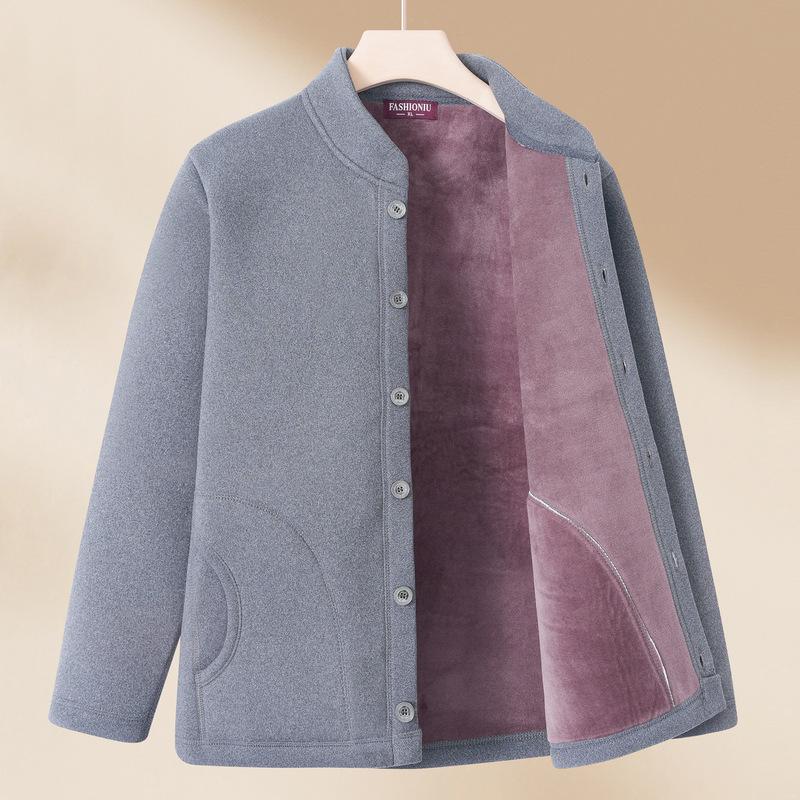 Dad's Winter Jacket Middle-aged and Elderly People Plus Velvet Cardigan Elderly Men's Clothes Grandpa Winter Top Fashionable Casual