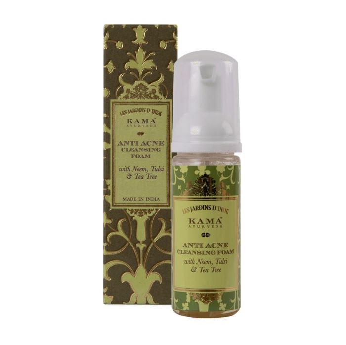 Cleansing Foam with Neem, Tulsi and Tea Tree: Against Acne (100 Ml), Anti Acne Cleansing Foam Kama Ayurveda