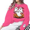 Halloween Cute Ghosts Pumpkin Print Sweatshirt Women Men Crew Neck Long Sleeve Pullover Cartoon Halloween Sweatshirts