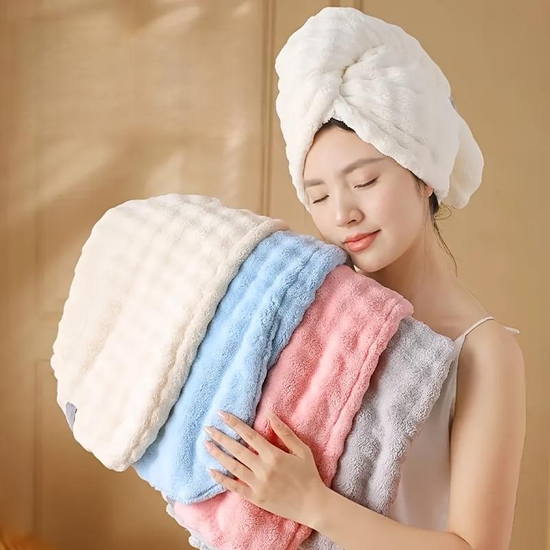 Women's Quick-Dry Hair Towel, Thick Coral Fleece, Super Absorbent, Ideal for Long/curly/thick Hair, Home & Travel Use.