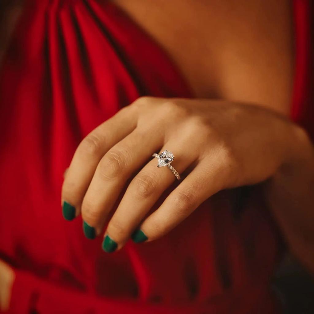 2 CT 925 Sterlingsølv Forlovelsesringer Edelsten Cubic Zirkonia Vielsesløfteringer for Kvinner Fine Smykker Gaver