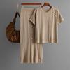 Fashion Style Fashion Knitted Short-Sleeved Shirt Skirt Two-piece Set Knitted Top and Skirt Set