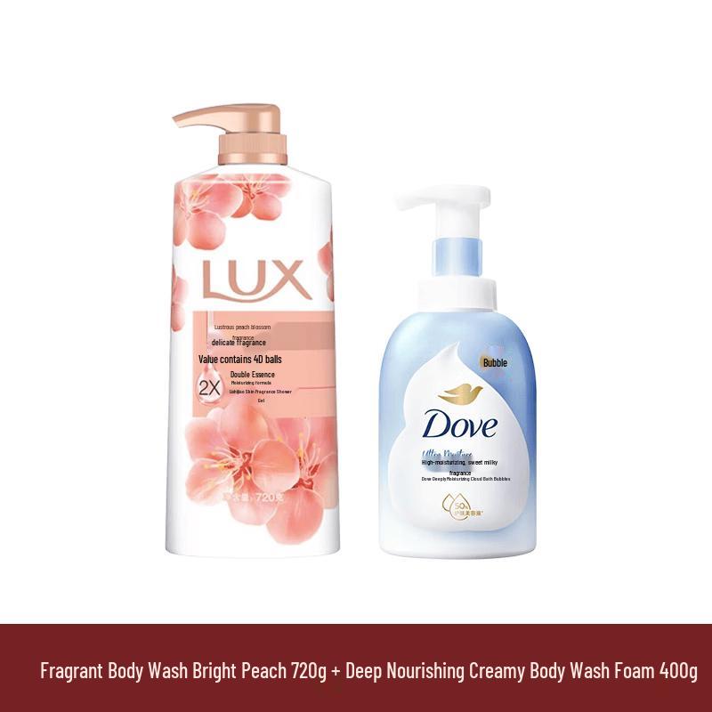 Набор: Гель для душа Lux Radiant Peach и Пена для душа Dove Deep Nourishing