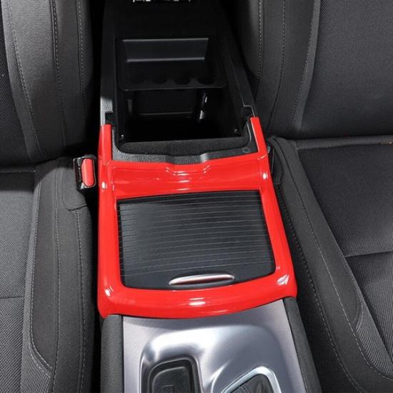 For 2011- Dodge Charger ABS Red Interior Central Cup Holder Frame Trim Cover