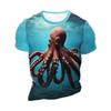 Men's 3D Printed Tropical Octopus Pattern T-shirt Trendy Printed Short-sleeved Breathable Polyester Round Neck Casual Style