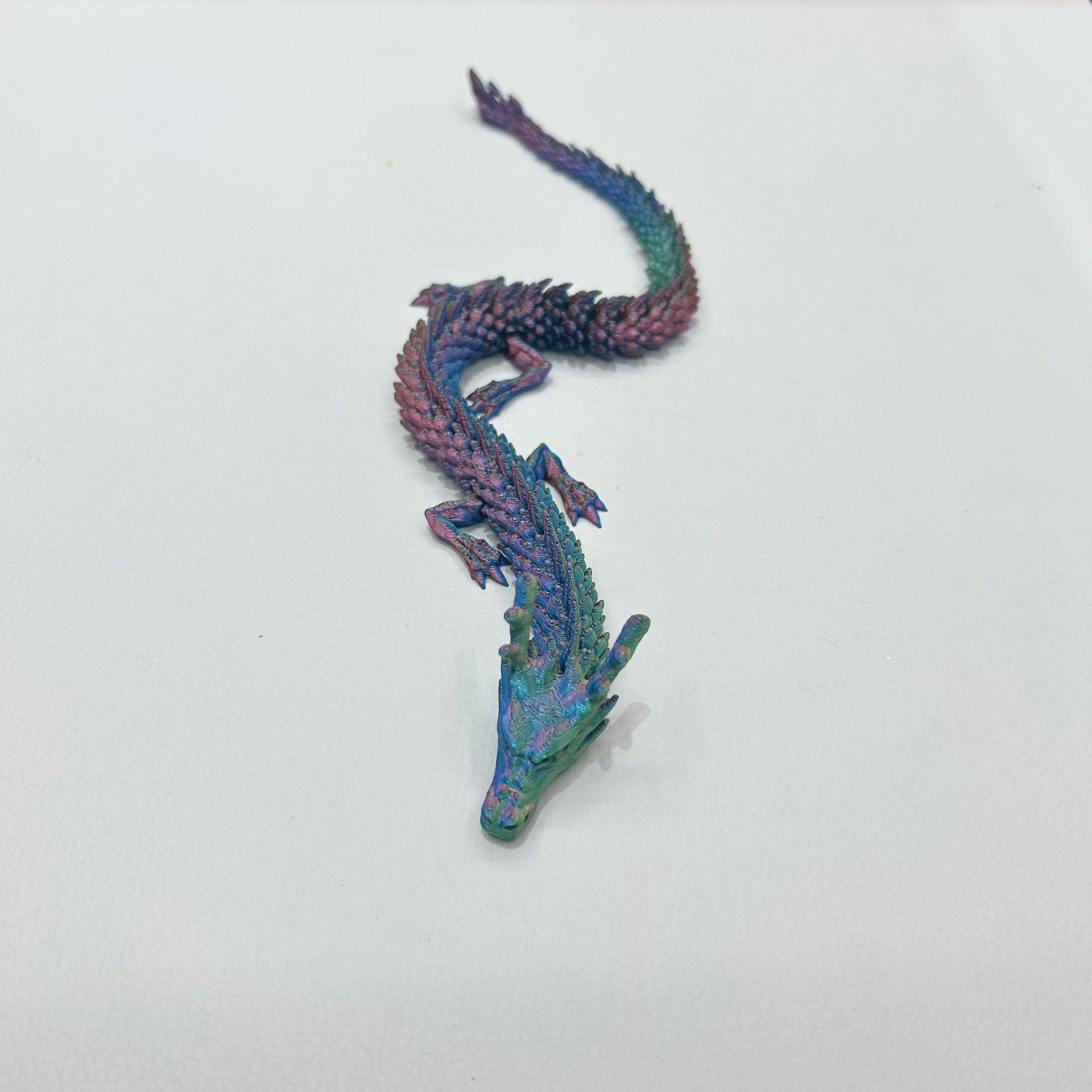 

3D-печатная многосуставная фигурка китайского дракона: Подвижная модель для праздничного декора и подарков красный/зелёный