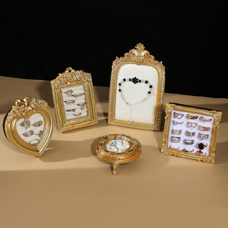 Decorative Golden Resin Earring Showcase Tray Jewelry Organizers Photo Frame For Boutique Displays